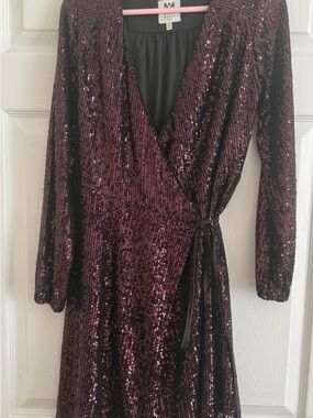 Milly Plum Sequin Wrap Dress